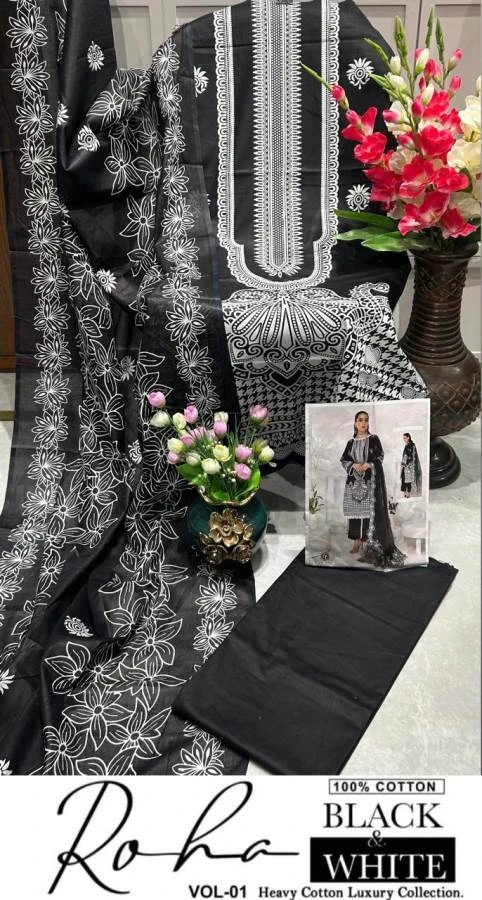 Keval Roha Black and White Vol 1 Cotton Wholesale Pakistani Readymade Salwar Suit Catalog — Wholesale Salwar Suits, Keval Fab wholesale from Surat - Gallery Image 3